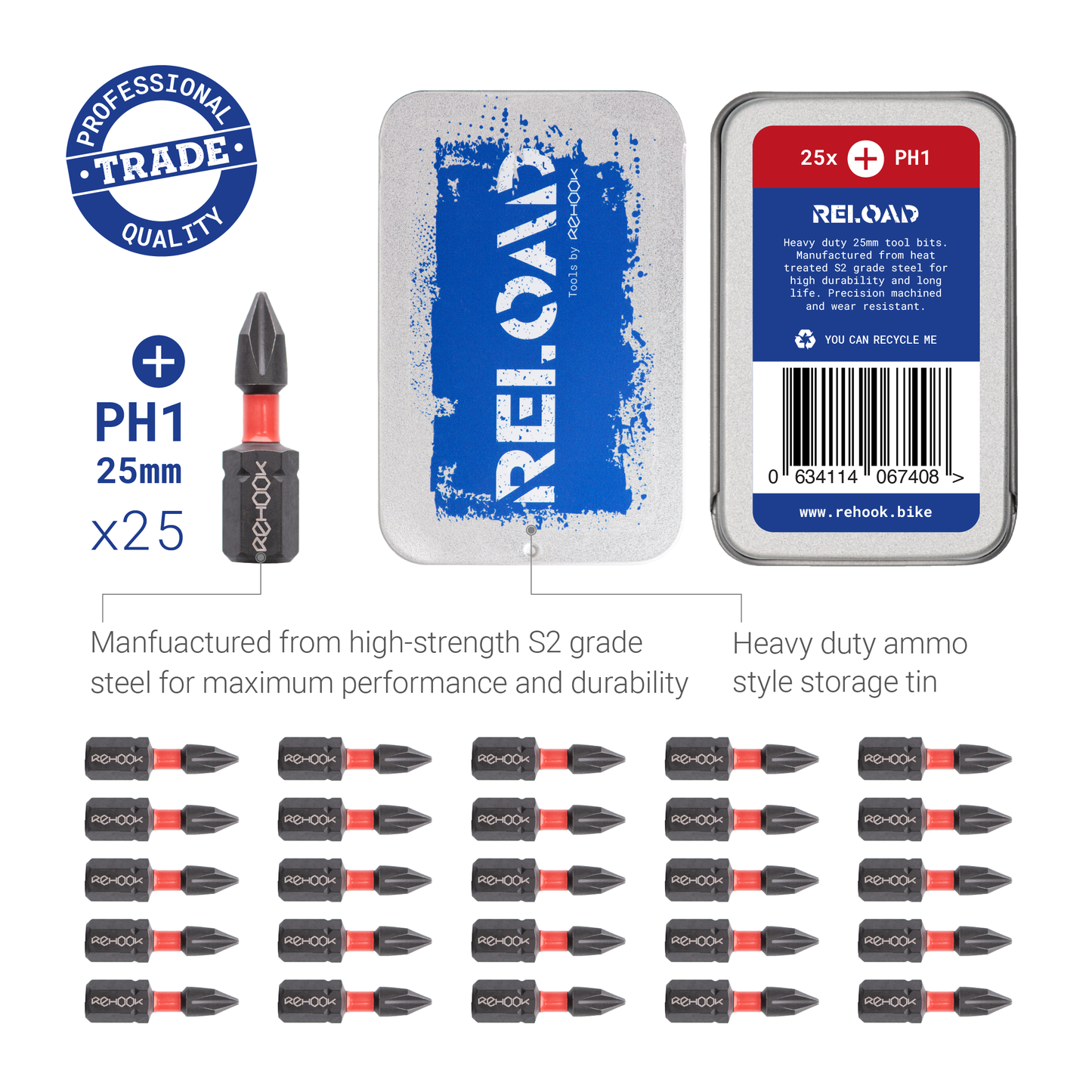 Reload 25mm Impact Driver Tool Bits