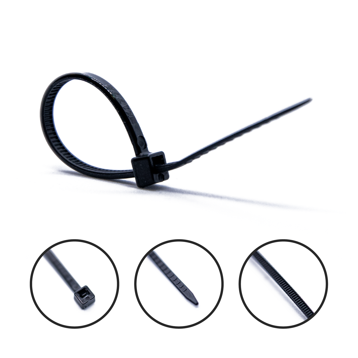 Reload Cable Ties 80mm x 2.5mm Black Nylon Plastic Zip Tie Wraps Small Size Ties - Pack of 100