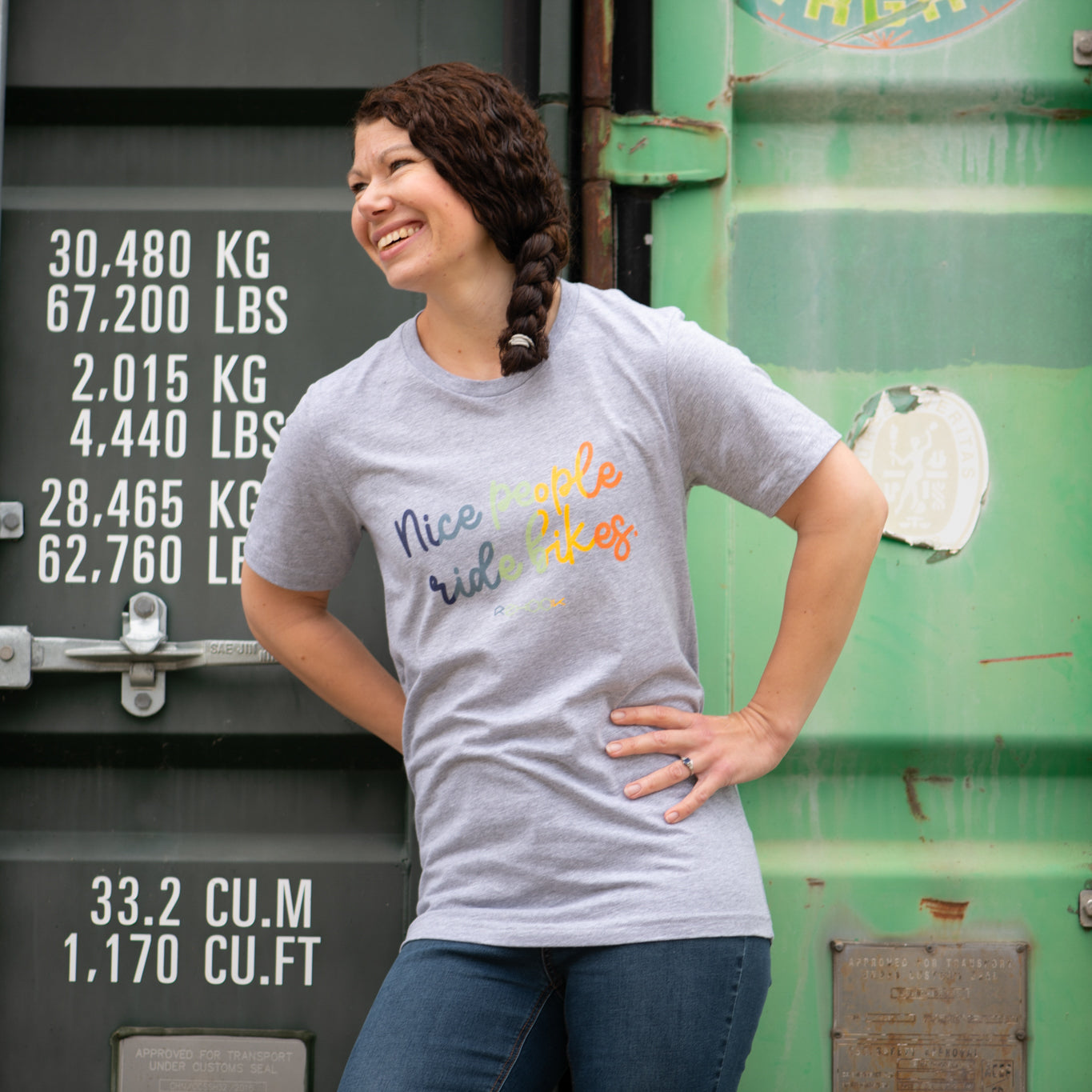 Rehook Nice People Ride Bikes Pastel Women's Tee - Heather Grey