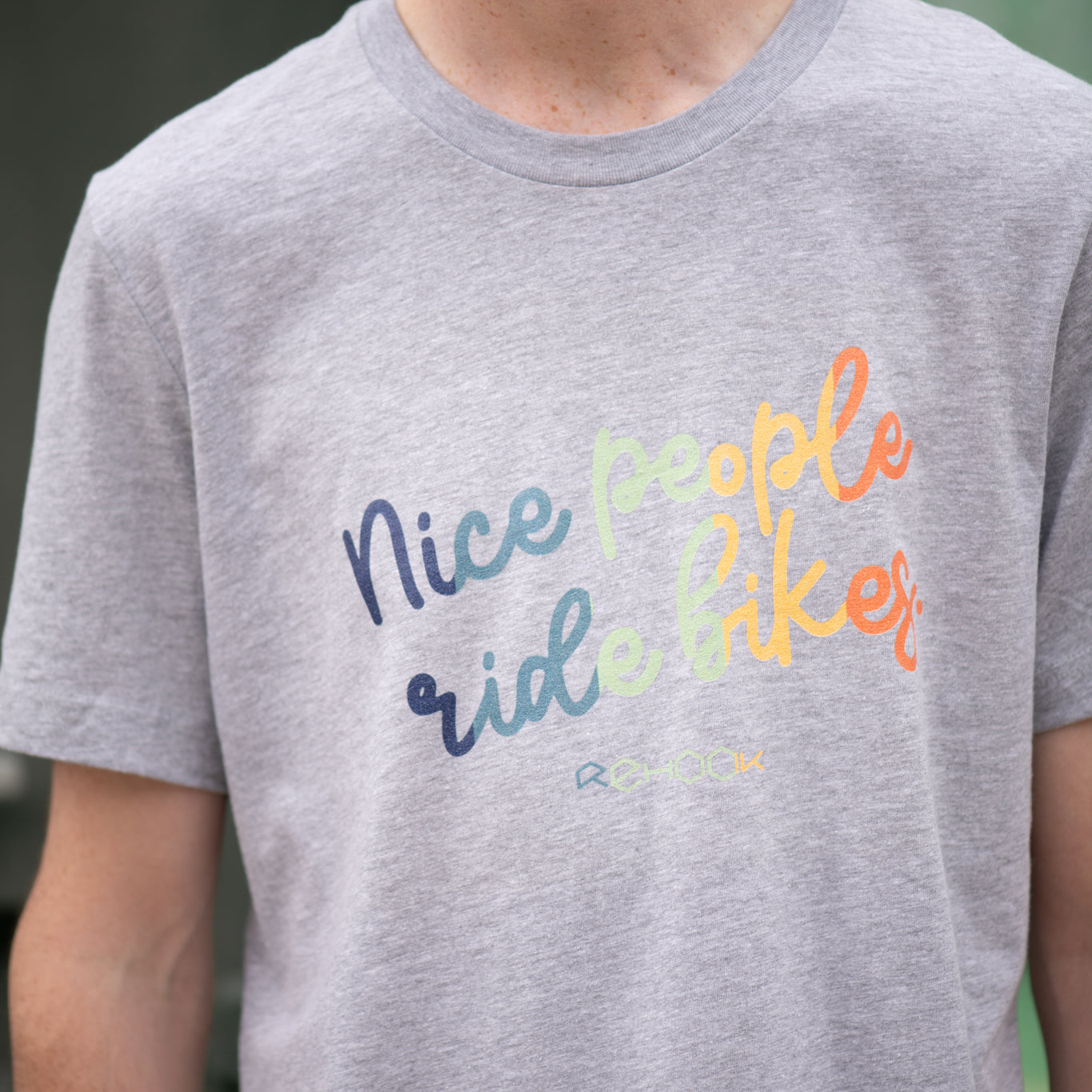 Rehook Nice People Ride Bikes Pastel Men's Tee - Heather Grey