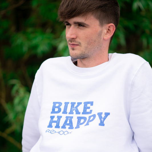Rehook Bike Happy Men's Post-Ride Sweatshirt - White