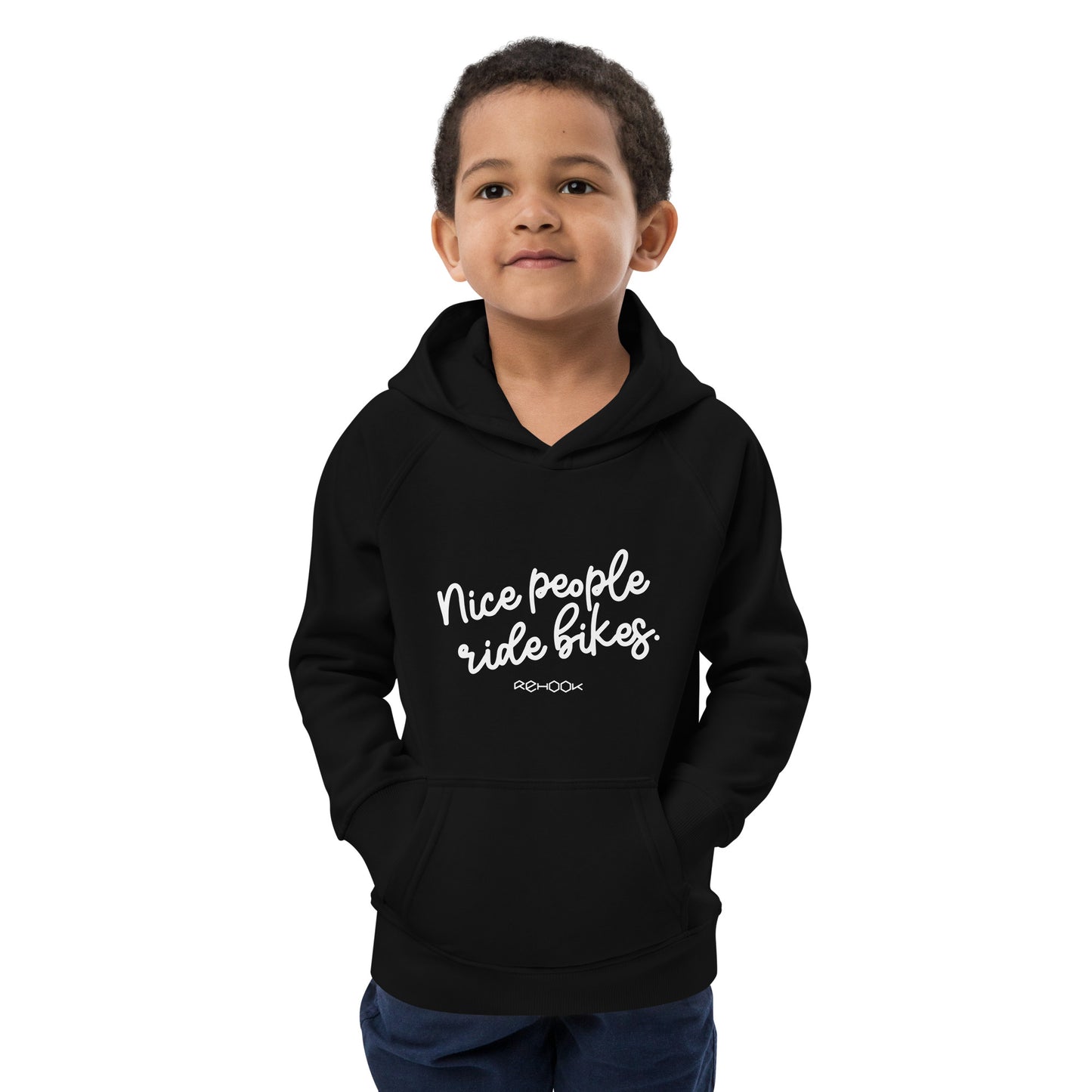 Rehook Nice People Ride Bikes Kids Unisex Hoodie - Black