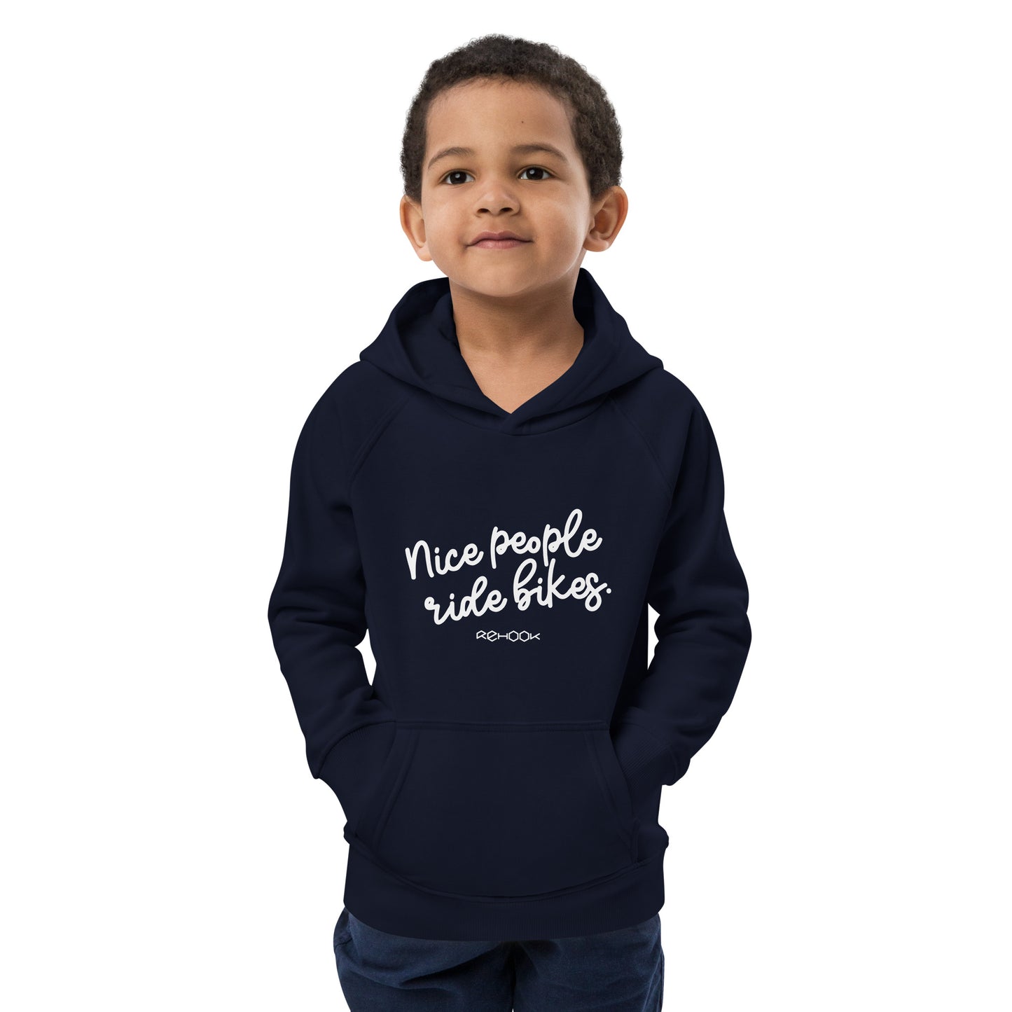 Rehook Nice People Ride Bikes Kids Unisex Hoodie - Navy