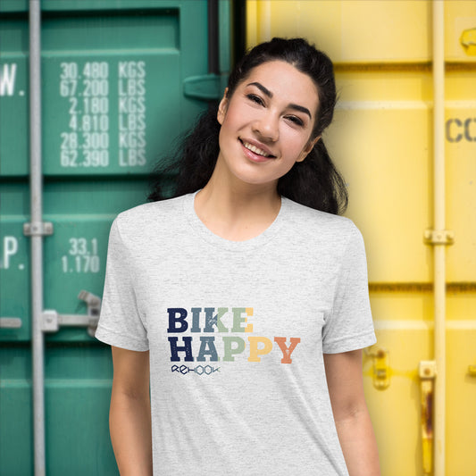 Rehook Bike Happy Pastel Women's Tri-Blend Tee - White