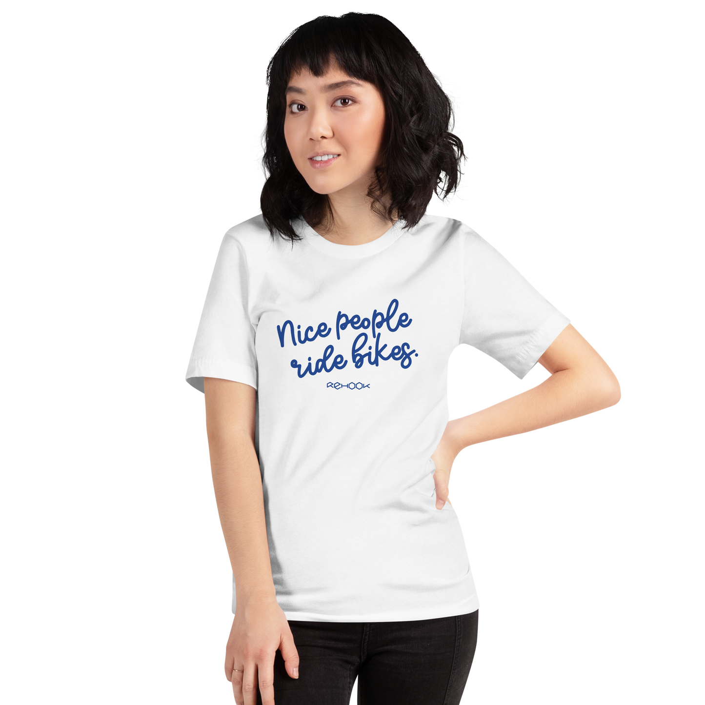Rehook Nice People Ride Bikes Women's Tee - White