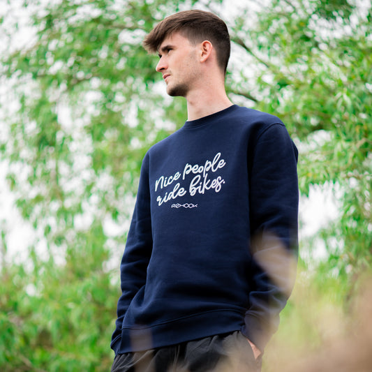 Rehook Nice People Ride Bikes Men's Post-Ride Sweatshirt - Navy