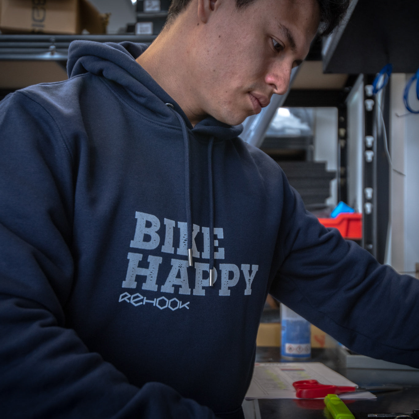 Rehook Bike Happy Men's Workshop Hoodie