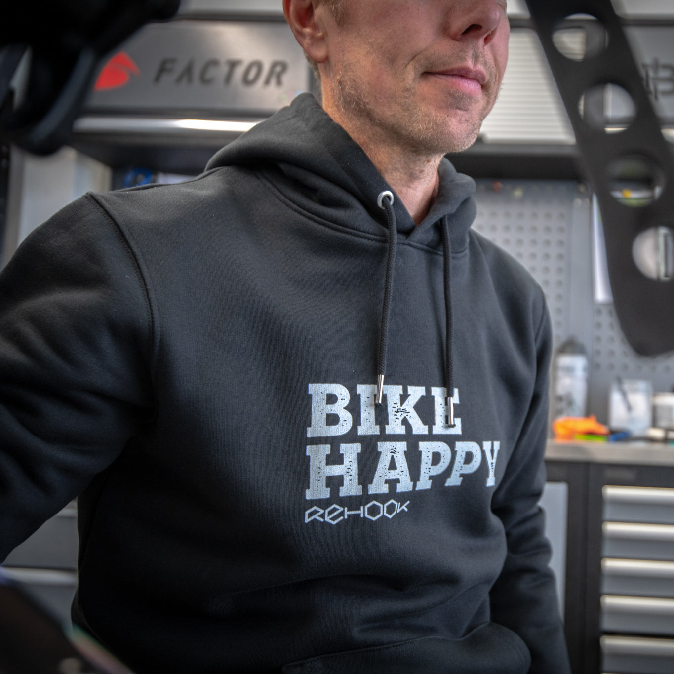 Rehook Bike Happy Men's Workshop Hoodie