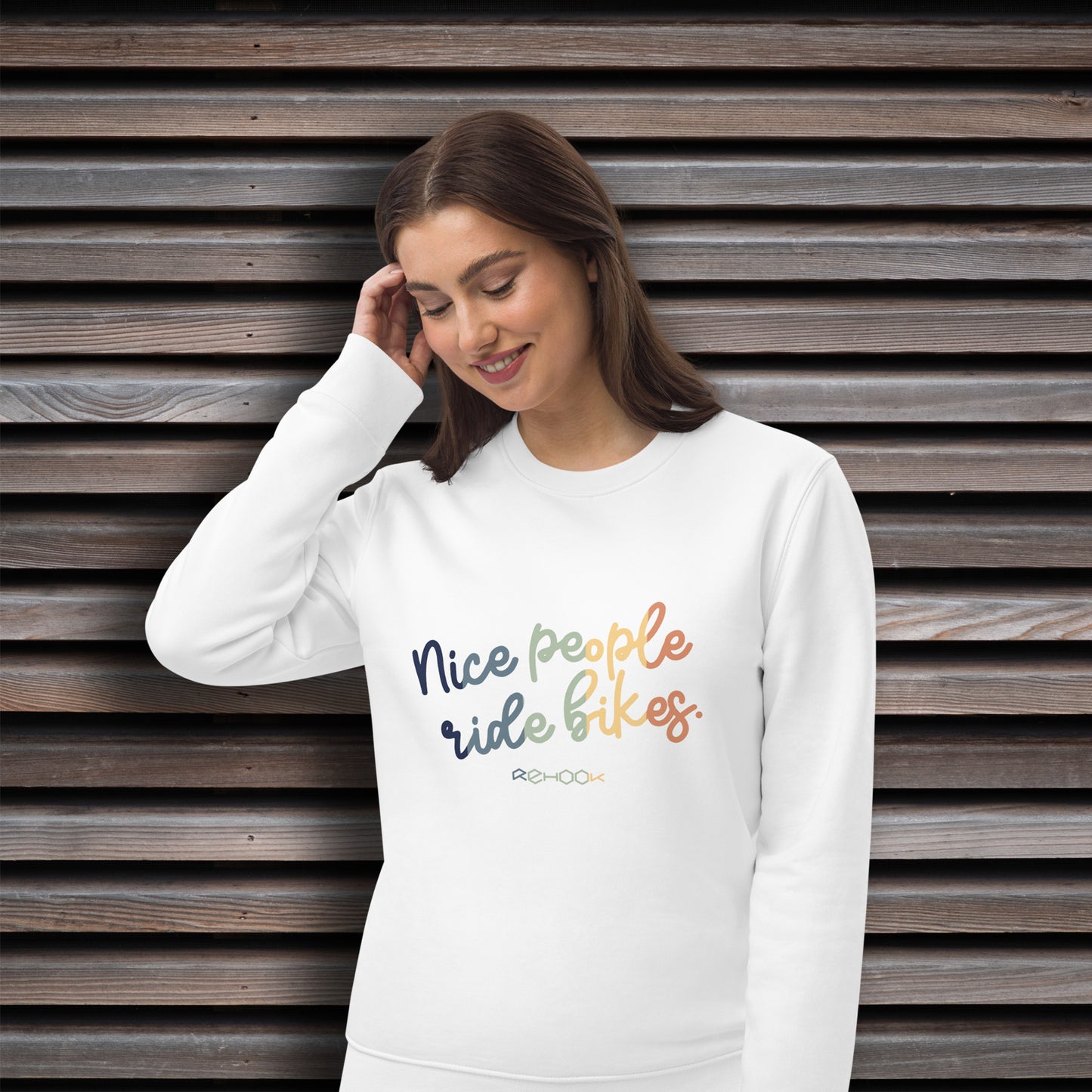 Rehook Nice People Ride Bikes Pastel Women's Post-Ride Sweatshirt - White