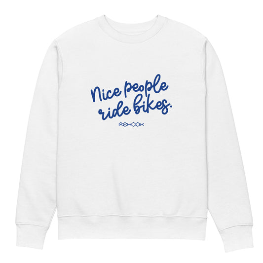 Rehook Nice People Ride Bikes Women's Post-Ride Sweatshirt - White