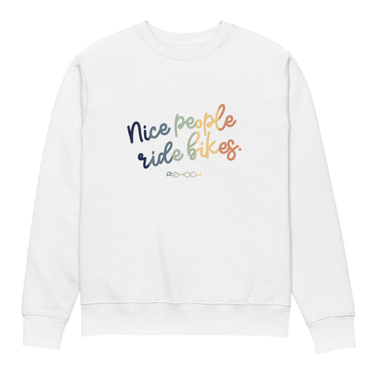 Rehook Nice People Ride Bikes Pastel Men's Post-Ride Sweatshirt - White