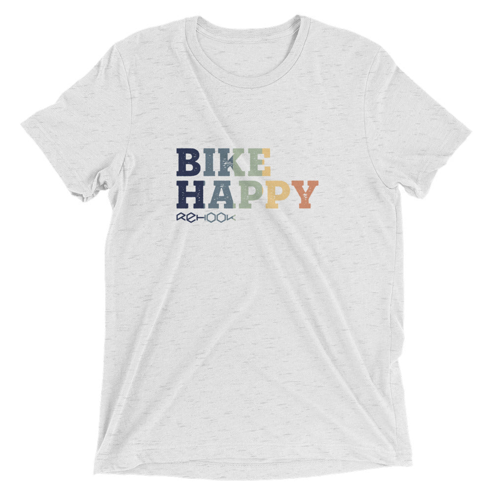 Rehook Bike Happy Pastel Men's Tri-Blend Tee - White