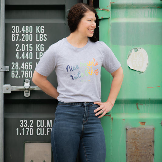 Rehook Nice People Ride Bikes Pastel Women's Tee - Heather Grey