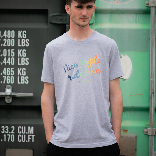 Rehook Nice People Ride Bikes Pastel Men's Tee - Heather Grey