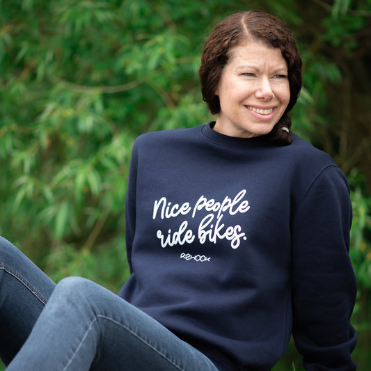 Rehook Nice People Ride Bikes Women's Post-Ride Sweatshirt - Navy