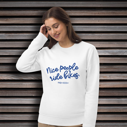 Rehook Nice People Ride Bikes Women's Post-Ride Sweatshirt - White