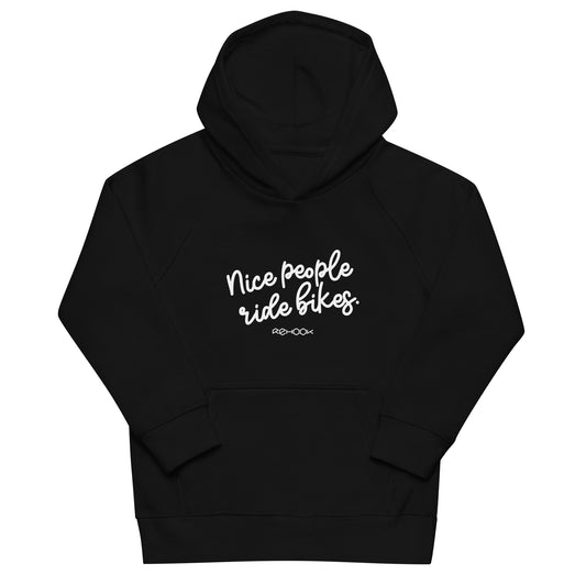 Rehook Nice People Ride Bikes Kids Unisex Hoodie - Black