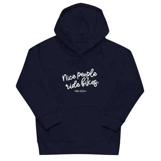 Rehook Nice People Ride Bikes Kids Unisex Hoodie - Navy