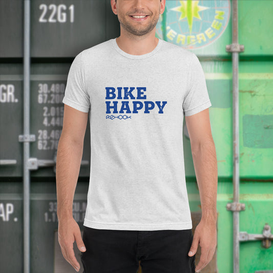 Rehook Bike Happy Men's Tri-Blend Tee - White