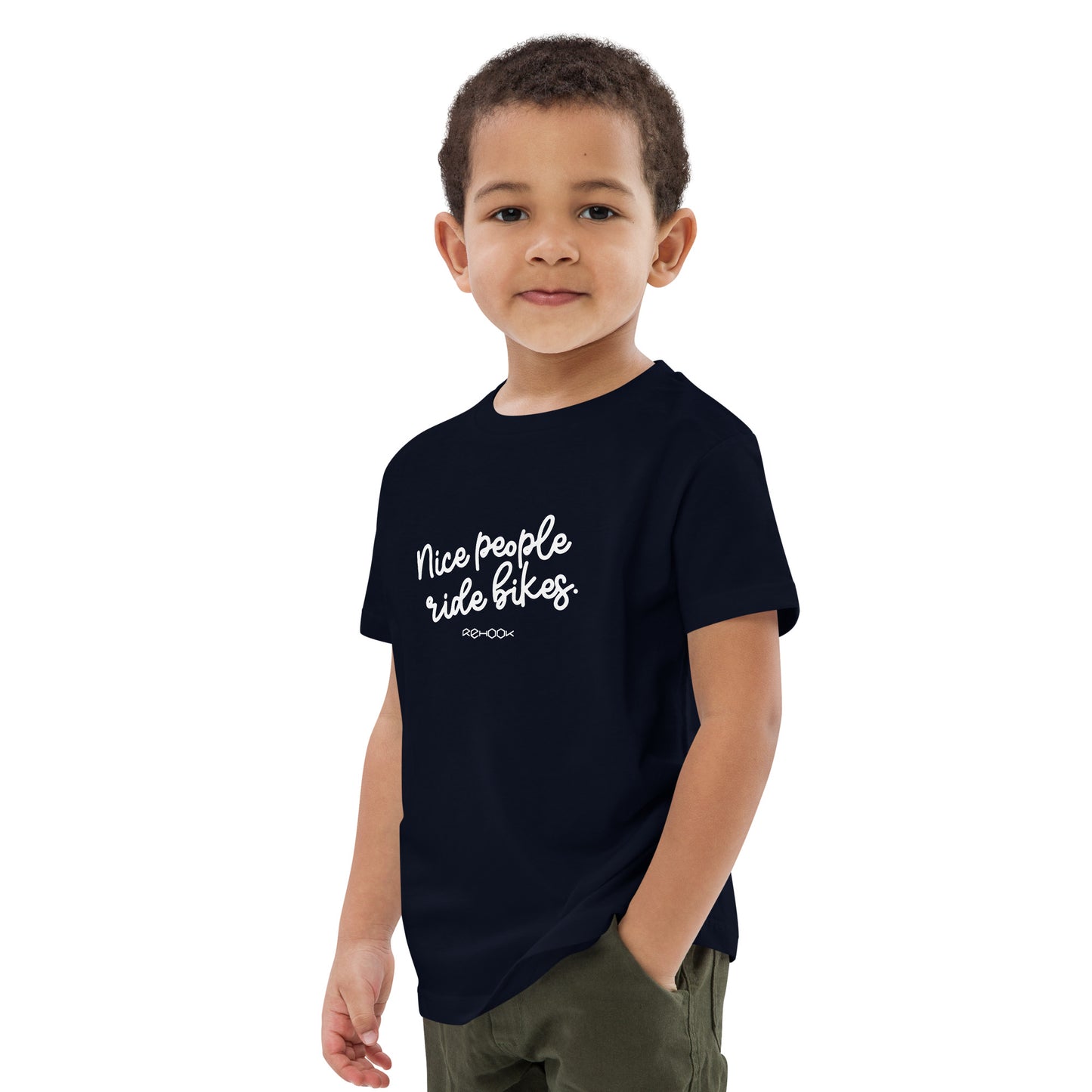 Rehook Nice People Ride Bikes Kids Unisex Tee