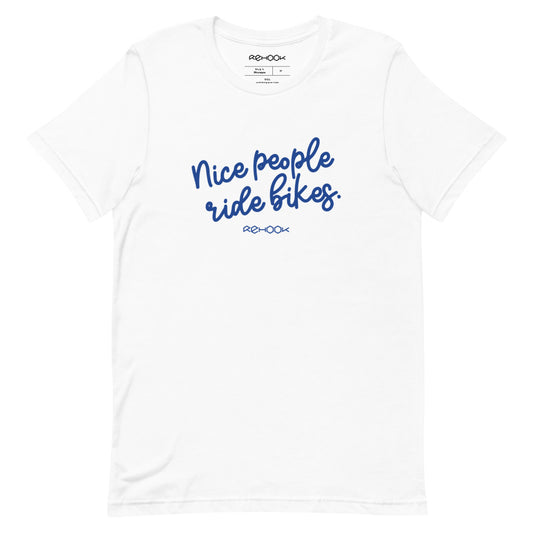 Rehook Nice People Ride Bikes Women's Tee - White