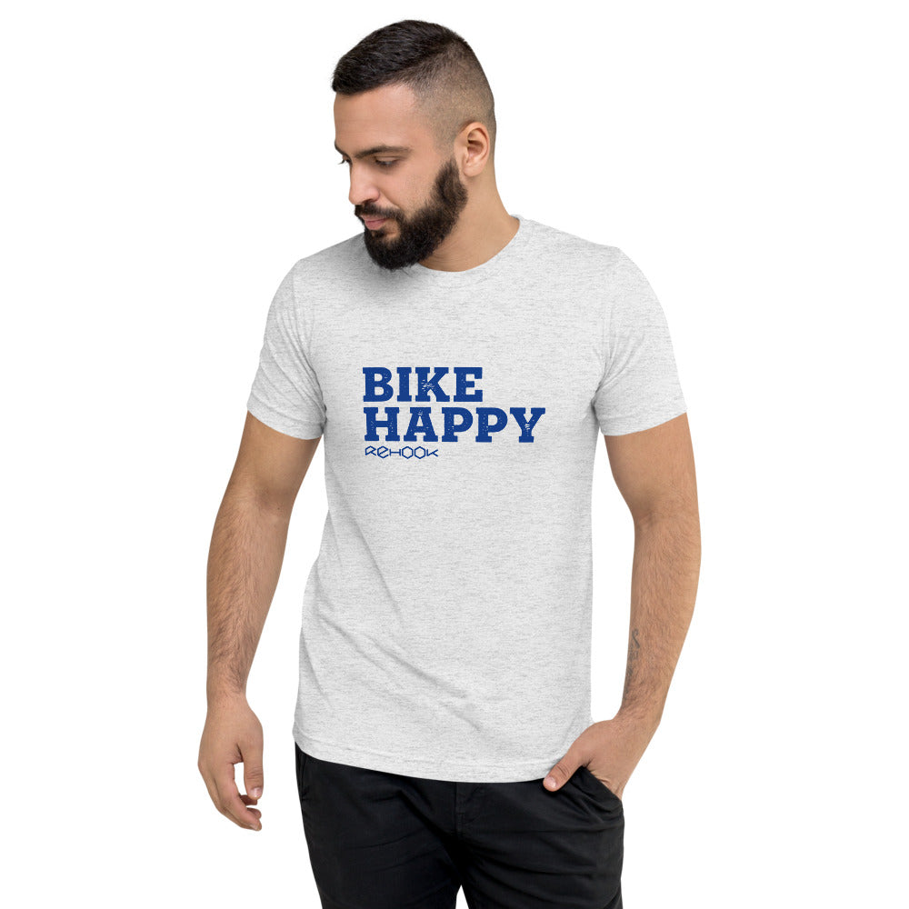 Rehook Bike Happy Men's Tri-Blend Tee - White