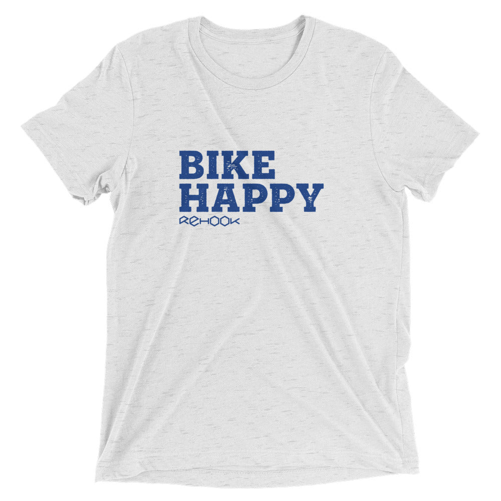 Rehook Bike Happy Men's Tri-Blend Tee - White