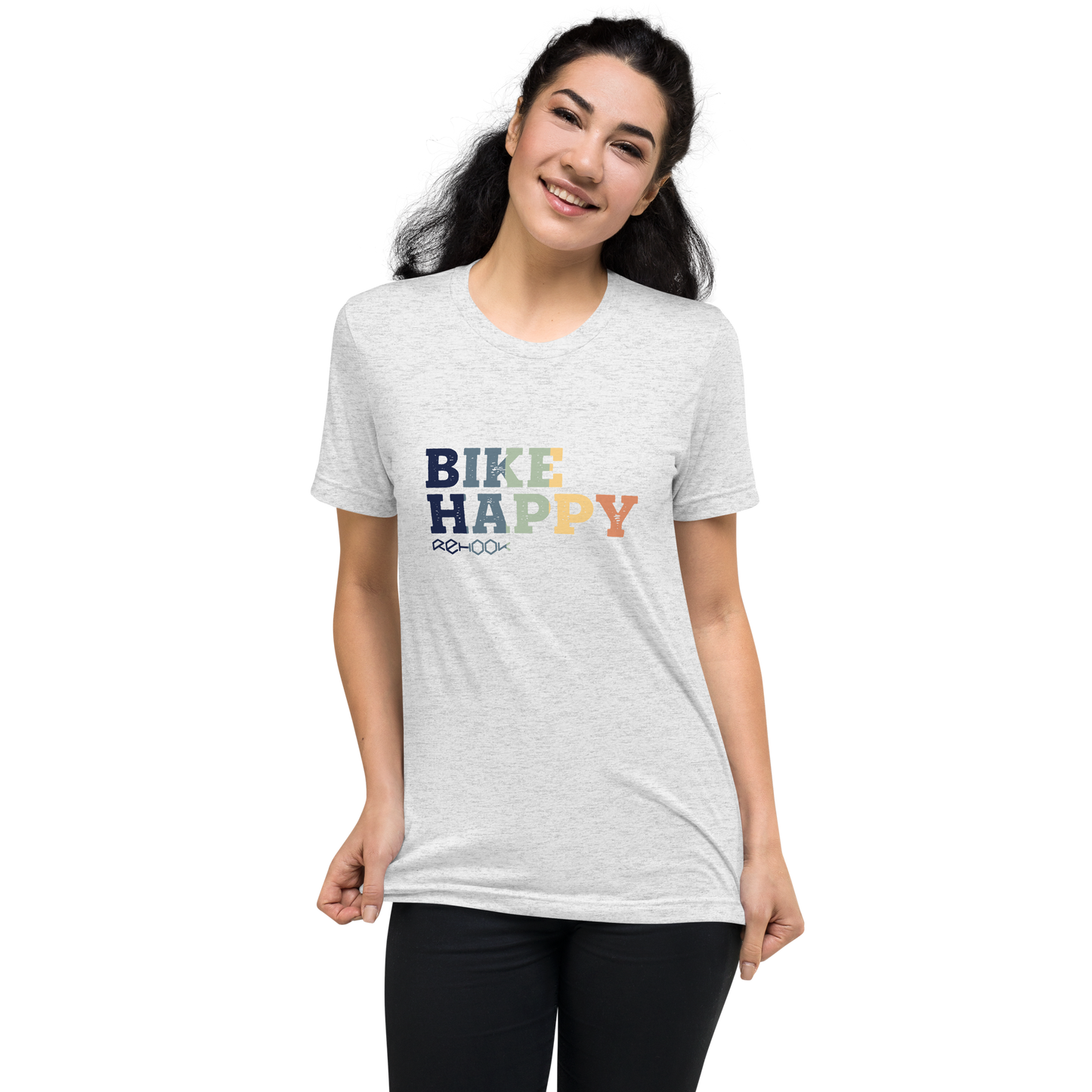 Rehook Bike Happy Pastel Women's Tri-Blend Tee - White